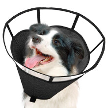 Dog Recovery Collar Adjustable Soft Protective Cone for Dogs Post Surgery Breathable Black M