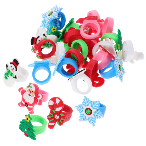 30 Stuks Kerst Ringen Vingerringen Voor Kinderen Plastic