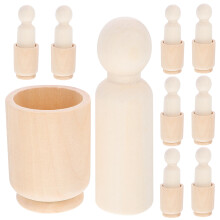 10 Sets Holzpuppe Und Mini Holzbecher Für Kinder Diy Spielzeug