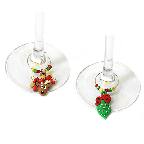 6 Weihnachts-PVC-Silikon Glasanhänger Mit Drahtöse