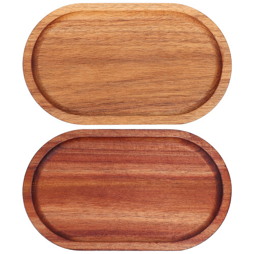 2Stk Holztabletts Oval Servierplatte Für Party Dinner Appetithäppchen 2