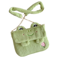 niedliche Frosch-Handtasche, flauschige Plüsch-Umhängetasche
