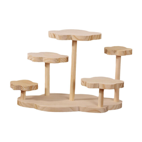 Wooden Display Riser Stand For Dolls Collection Multi-Level Storage on ...