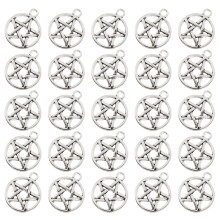 50Stk Silberner Pentagramm Anhänger Unisex Und Komfortabel