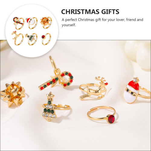 6 Weihnachtsringe Aus Legierung, Fingerdekorationen 1