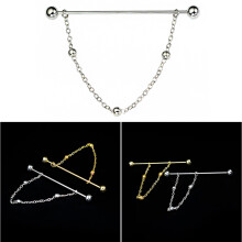 Collar Pin Kugeln Verschraubbar Mit Kette Silber
