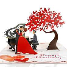 CUTPOPUP Couple Dancing Pop Up Anniversary Cards, Wedding Anniversary Card, Valentines Day 3D Love Gifts for Couple with Piano