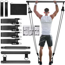 Pilatesstangen-Set mit Widerstandsbändern - Heimfitnessgeräte