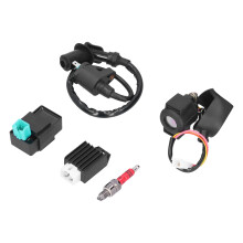 Kabelboom met 5-pins CDI-box en bobine, compatibel met 4 horizontale motoren, solenoïde, relais, spanningsregelaar, bougie, elektrische startmotorkit