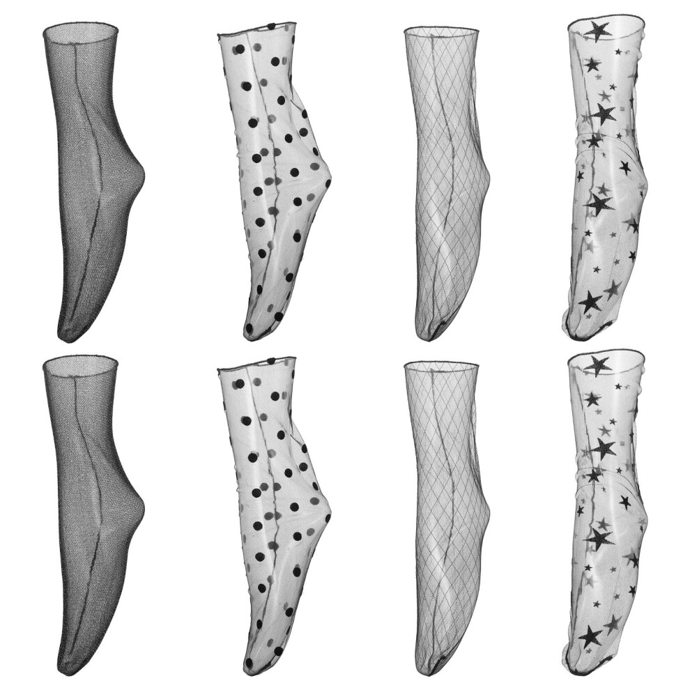 4 Pairs Vrouwen Transparante Slouch Socks Fishnet Mesh-image