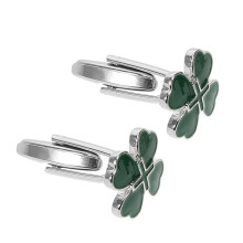 groene vierbladige manchetknopen shamrock geluksalloy