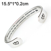 Pulseira rígida feminina, joia inspiradora personalizada com mensagem oculta, pulseira rígida ajustável em aço inoxidável para uso diário.