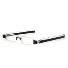 Kompakte Lesebrille mit 360-Drehung für Damen und Herren, schlanke Mini-Lesebrille im Rechteckdesign mit integriertem Nasensteg, tragbar, Unisex,