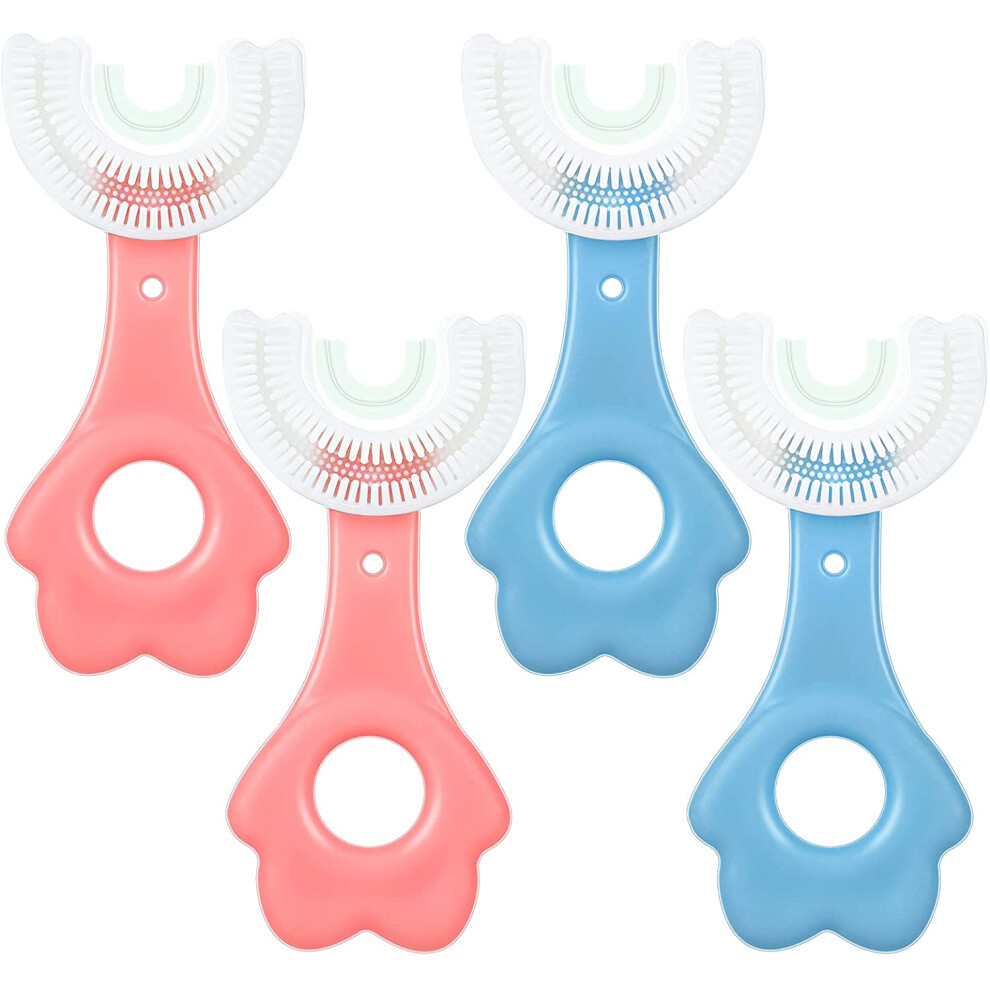 Pink U-Shaped Design Kids Toothbrush, Safe & Reliable Food Grade Soft Silicone Brush Head, Promotes Dental Hygiene In Children, Easy To Grip Handle, &