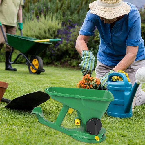 Lawn Spreader with Precise Seeding Control, 5Level Adjustable Handheld Fertilizer Tool, 1.5L Capacity 2
