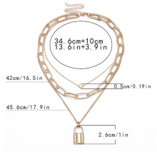 Gelaagde ketting met slot- en sleutelhanger, verstelbare ketting voor dames, hypoallergeen sieraad met vintage design, stoere en esthetische sieraden