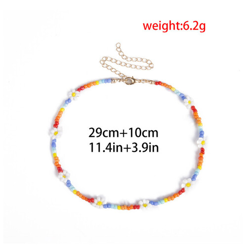 Χειροποίητο κολιέ Boho Choker, πολύχρωμο με χάντρες με λουλουδάτο σχέδιο, ρυθμιζόμενο