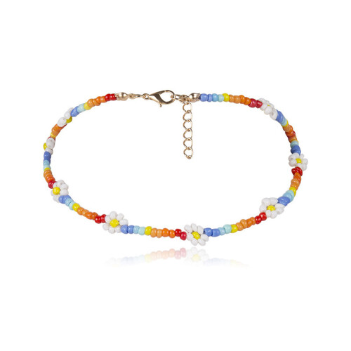 Χειροποίητο κολιέ Boho Choker, πολύχρωμο με χάντρες με λουλουδάτο σχέδιο, ρυθμιζόμενο 1