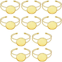 Adjustable Round Cabochon Bezel Tray Blank, Stainless Steel Gold Plated Bracelet Setting for Customized Bracelets, Perfect for DIY Jewelry Making