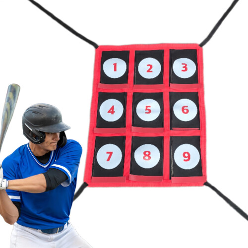 Baseball Strike Zone Target, Adjustable NineGrid Design, Durable Training Frame, 1Pack Black/Red