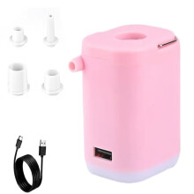 Slowowing Mini Portable Air Pump with Light, 4 in 1 Tiny Air Pumps, Camping Tent Light, MultiFunction Airpump Pink