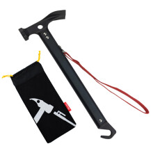 Camping Hammer with Peg Remover Heavy Duty Aluminum (Black)  Carbon Steel Head