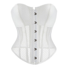 Corset Bustier For Women, Breathable Mesh Bustier , Shapewear Bodysuit, PushUp Lace Bra, Flattering Fit, XS White
