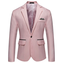 Men's Suit Jacket Slim Fit Blazer Long Sleeve Sport Coat Vintage Tuxedo Casual Wedding Coat Pink 5XL