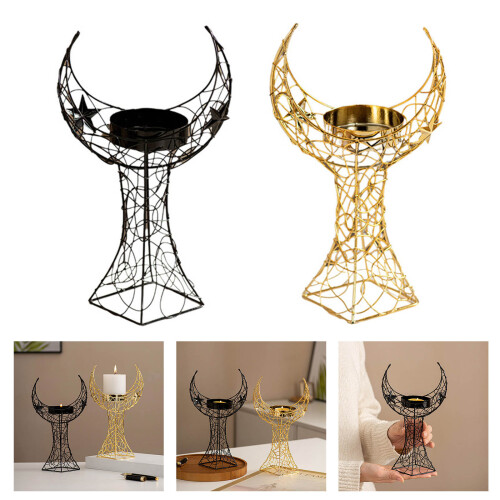Middle Eastern Iron Moon Tower Tealight Candle Holders-gold 2