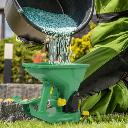 Handheld Fertilizer Spreader with Adjustable Settings for Lawn Grass Seed and Garden Precision Coverage 2