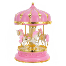 Drehender Musikspieluhr Karussell Holzpferd Rosa
