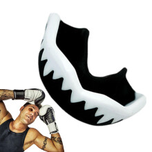 Mouth Guard Case Taekwondo Boxing Tooth Protection, EVA Double Colored Gum Shield for Martial Arts, Football black and white