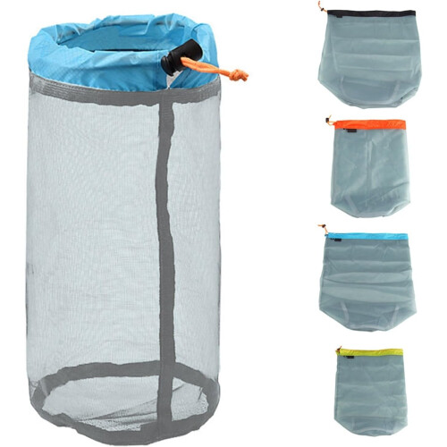 Ultralight Mesh Storage Pouch Drawstring Organizer Bag for Camping Gear Clothes Sleeping Bag Multi Size Pack S-L 2