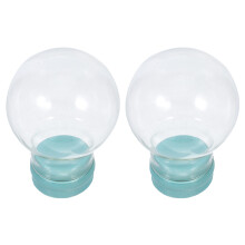 2Pcs Clear Glass Snow Globes, Fillable With Rubber Base, 45Mm