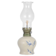 Vintage Glass Oil Lamp With Refillable Ceramic Kerosene Holder