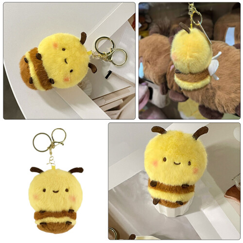 Cute Yellow Plush Bee Pendant Soft Keychain Accessory for Home Use 2