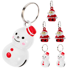 6Pcs Christmas Pet Collar Bells For Cat Dog Keychain Hanging Decor