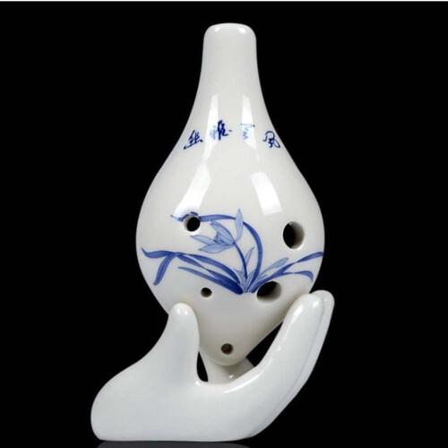 White Ceramic Ocarina Display Stand Office Desk Decor Gift 1