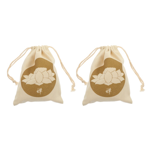 2Pcs Meditation Singing Bowl Pouch Khaki Cotton Durable Drawstring Bag