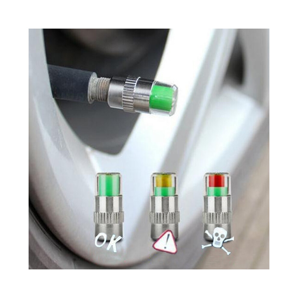 Car Tire Pressure Caps Tire Wear Prevention 3-Color Eye Alert Indicator Corrosion Resistant Material Universal Tire Air Valve Caps Blowout Prevention 9139052767270