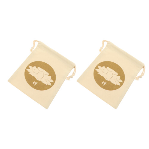 2Pcs Meditation Singing Bowl Pouch Khaki Cotton Durable Drawstring Bag 2