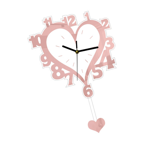 Heart Clock for Kitchen Bedroom Decorative Clock Acrylic- Gold.