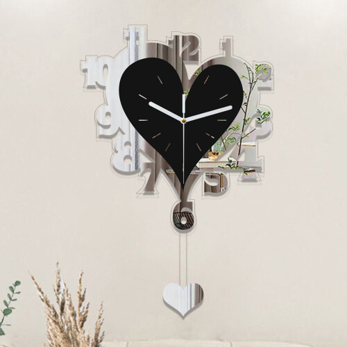 Heart Clock for Kitchen Bedroom Decorative Clock Acrylic- Gold. 2