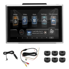 Écran TV arrière avec fixation universelle pour appuie-tête, écran 4K HDR, système Android 9.0, Wi-Fi, Bluetooth, deux haut-parleurs, émetteur