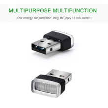 Luz ambiente USB, luz decorativa LED, proteção para os olhos, baixo consumo de energia, recarregável, acessório para interior de carro, design