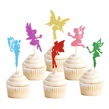 Décoration pour fête sur le thème des fées, décoration pour cupcakes d'anniversaire, motif élégant multicolore, matériaux écologiques,