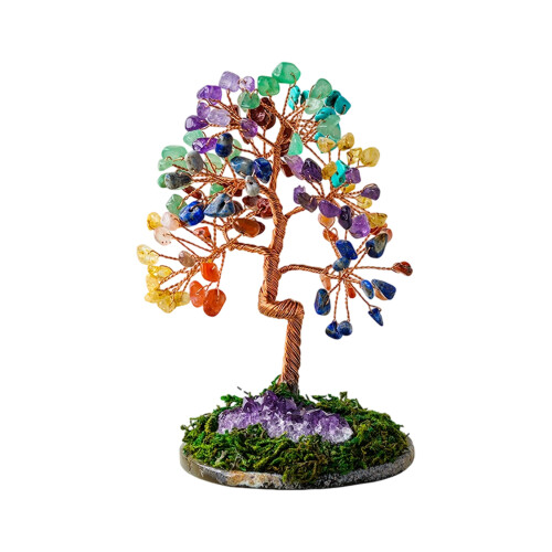 Crystal Money Tree Statue with Base-Colorful crystal