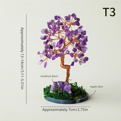 Crystal Money Tree Statue with Base-Colorful crystal 2