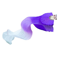 Faux Silk Belly Dance Fan Veils - Long Folding Dance Fans for Competitions, Classes & Studios in Various Colors