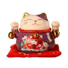 Lykkekatt keramisk myntbank, lykke Maneki Neko-figur med utsøkt håndverk, håndmalt keramisk materiale Lykkekattdekor til hjemmet.